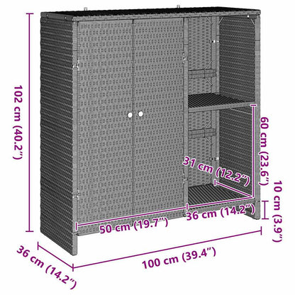 vidaXL Storage Cabinet with Shelf Light Grey 100 x 36 x 102 cm Rattan