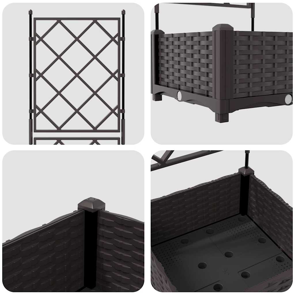 vidaXL Garden Planter Brown 40 x 40 x 125.5 cm PP