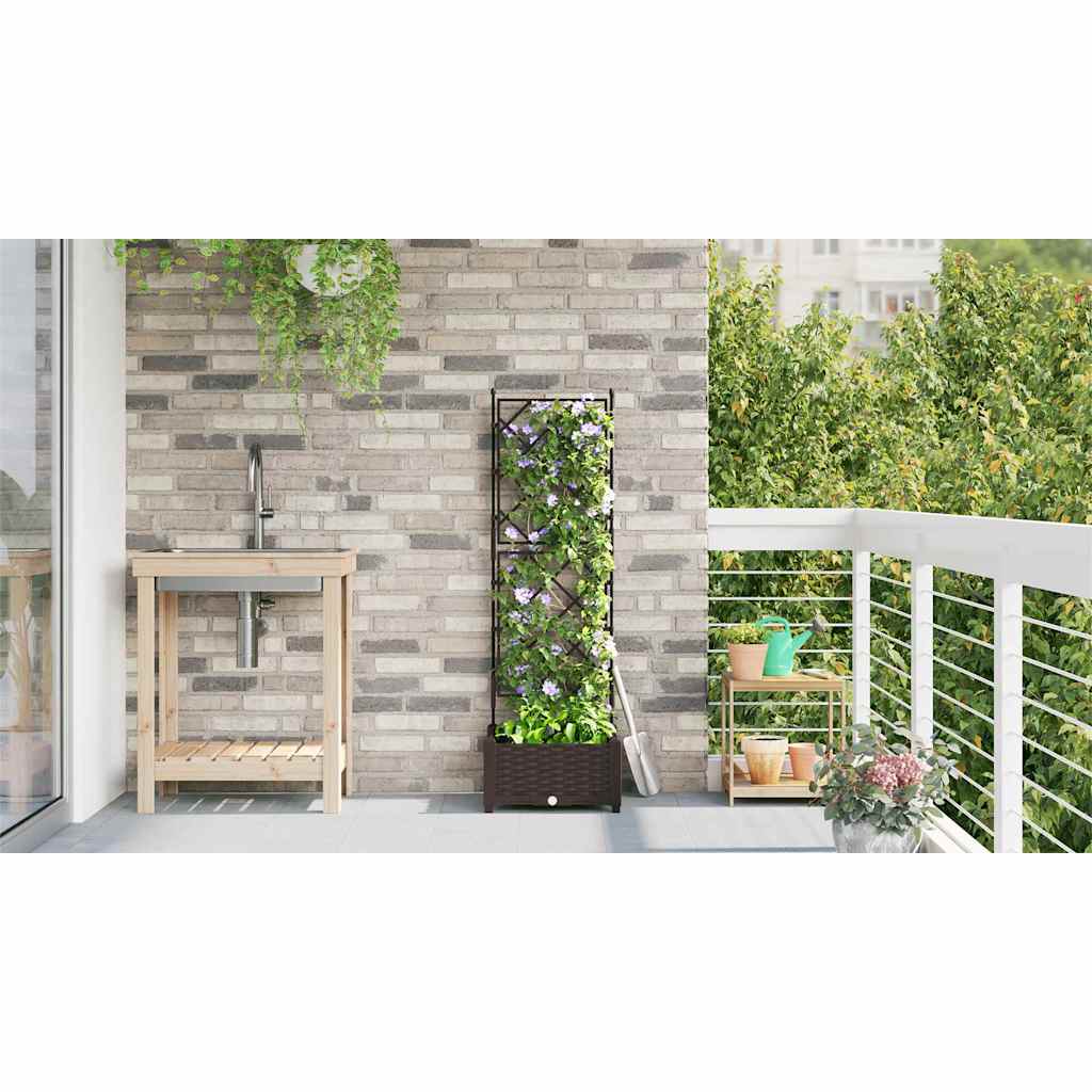 vidaXL Garden Planter Brown 40 x 40 x 125.5 cm PP