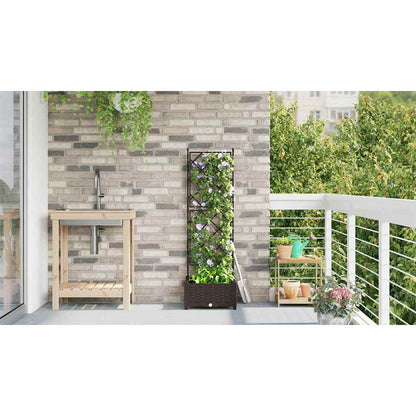 vidaXL Garden Planter Brown 40 x 40 x 125.5 cm PP