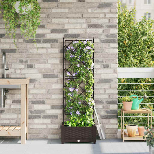 vidaXL Garden Planter Brown 40 x 40 x 125.5 cm PP