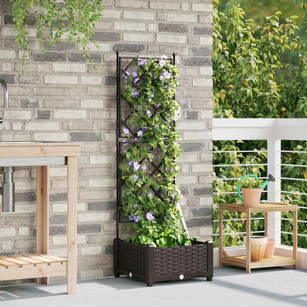 vidaXL Garden Planter Brown 40 x 40 x 125.5 cm PP