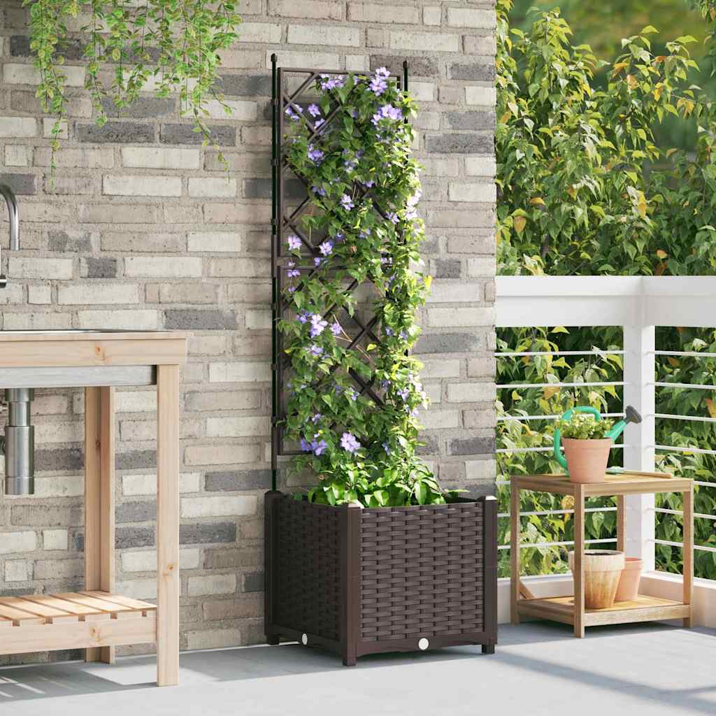 vidaXL Garden Planter Brown 40 x 40 x 143 cm PP