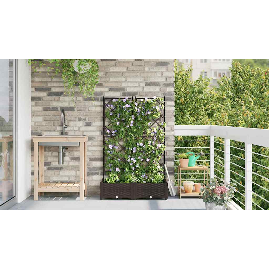 vidaXL Garden Planter 2 pcs Brown 80 x 40 x 125.5 cm PP