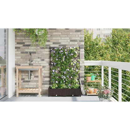 vidaXL Garden Planter 2 pcs Brown 80 x 40 x 125.5 cm PP