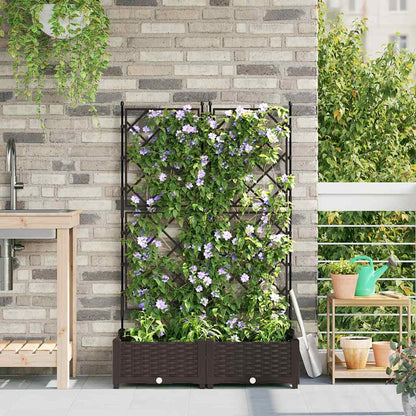 vidaXL Garden Planter 2 pcs Brown 80 x 40 x 125.5 cm PP