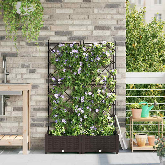 vidaXL Garden Planter 2 pcs Brown 80 x 40 x 125.5 cm PP