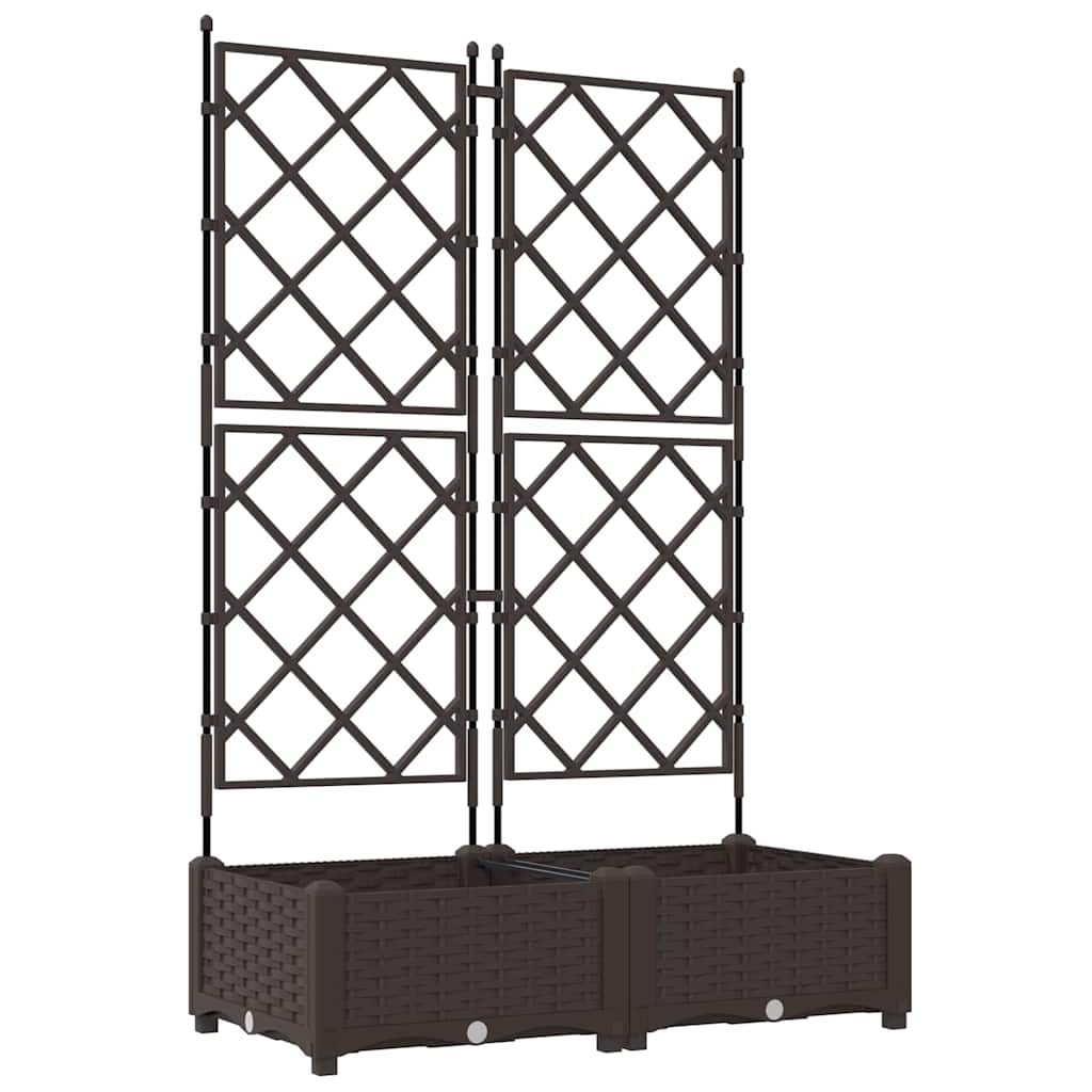 vidaXL Garden Planter 2 pcs Brown 80 x 40 x 125.5 cm PP