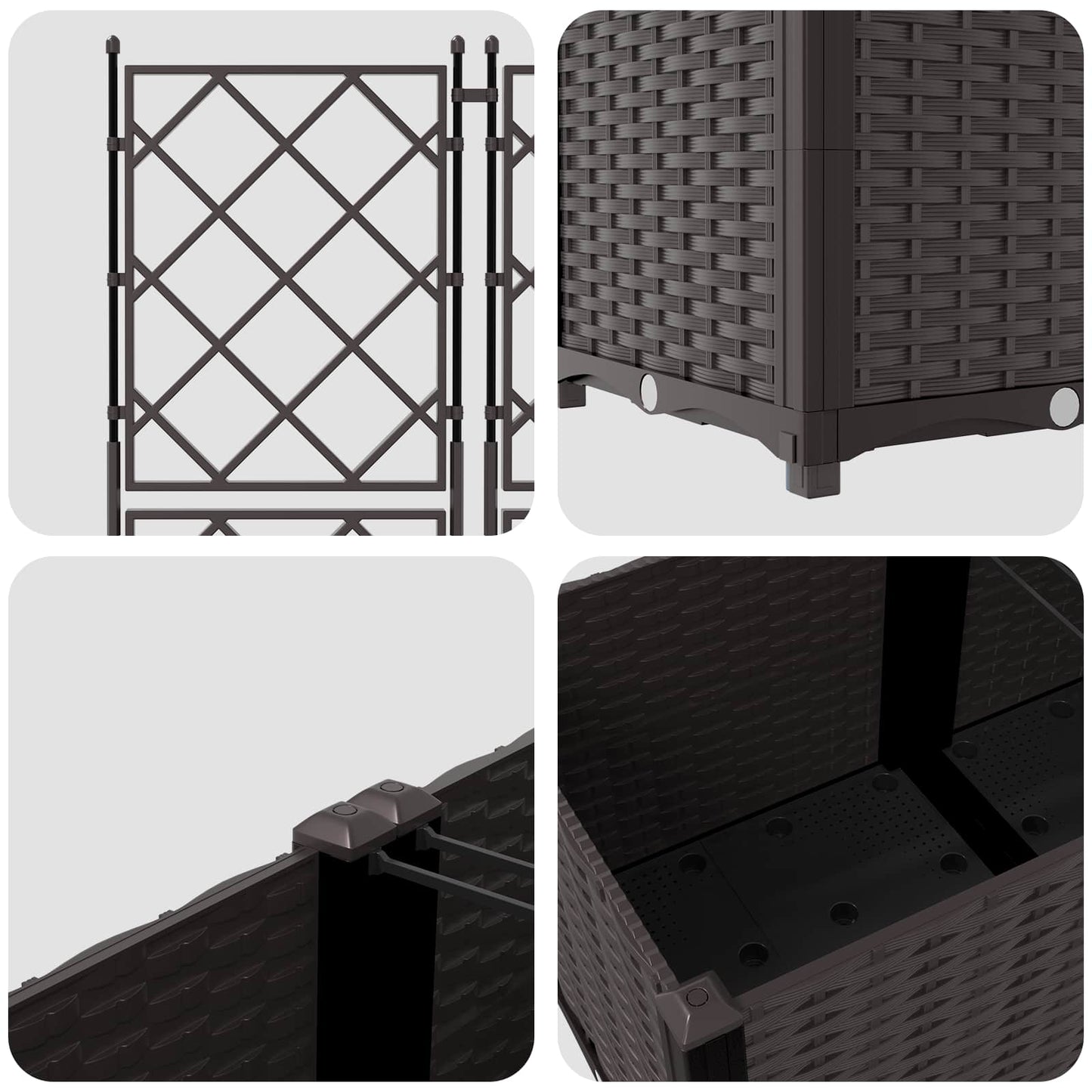 vidaXL Garden Planter 2 pcs Brown 80 x 40 x 143 cm PP