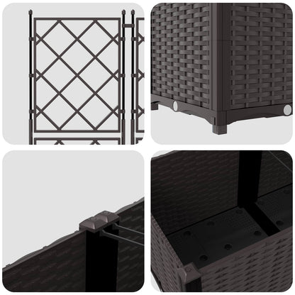 vidaXL Garden Planter 2 pcs Brown 80 x 40 x 143 cm PP