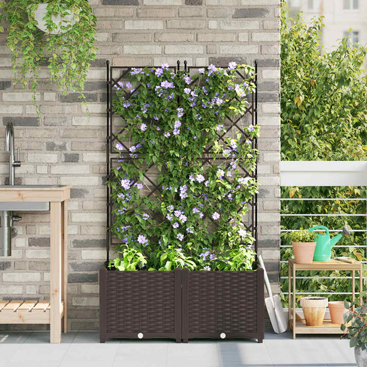vidaXL Garden Planter 2 pcs Brown 80 x 40 x 143 cm PP