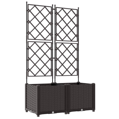 vidaXL Garden Planter 2 pcs Brown 80 x 40 x 143 cm PP