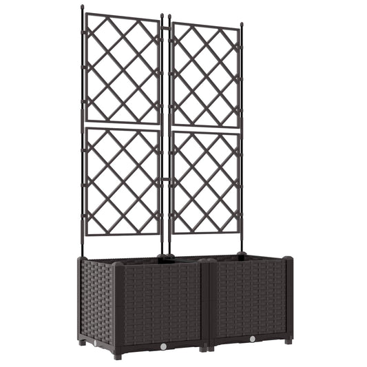 vidaXL Garden Planter 2 pcs Brown 80 x 40 x 143 cm PP