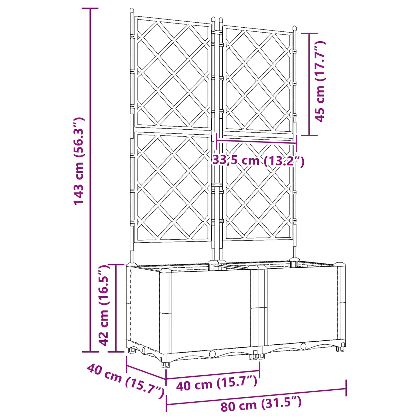vidaXL Garden Planter 2 pcs Brown 80 x 40 x 143 cm PP