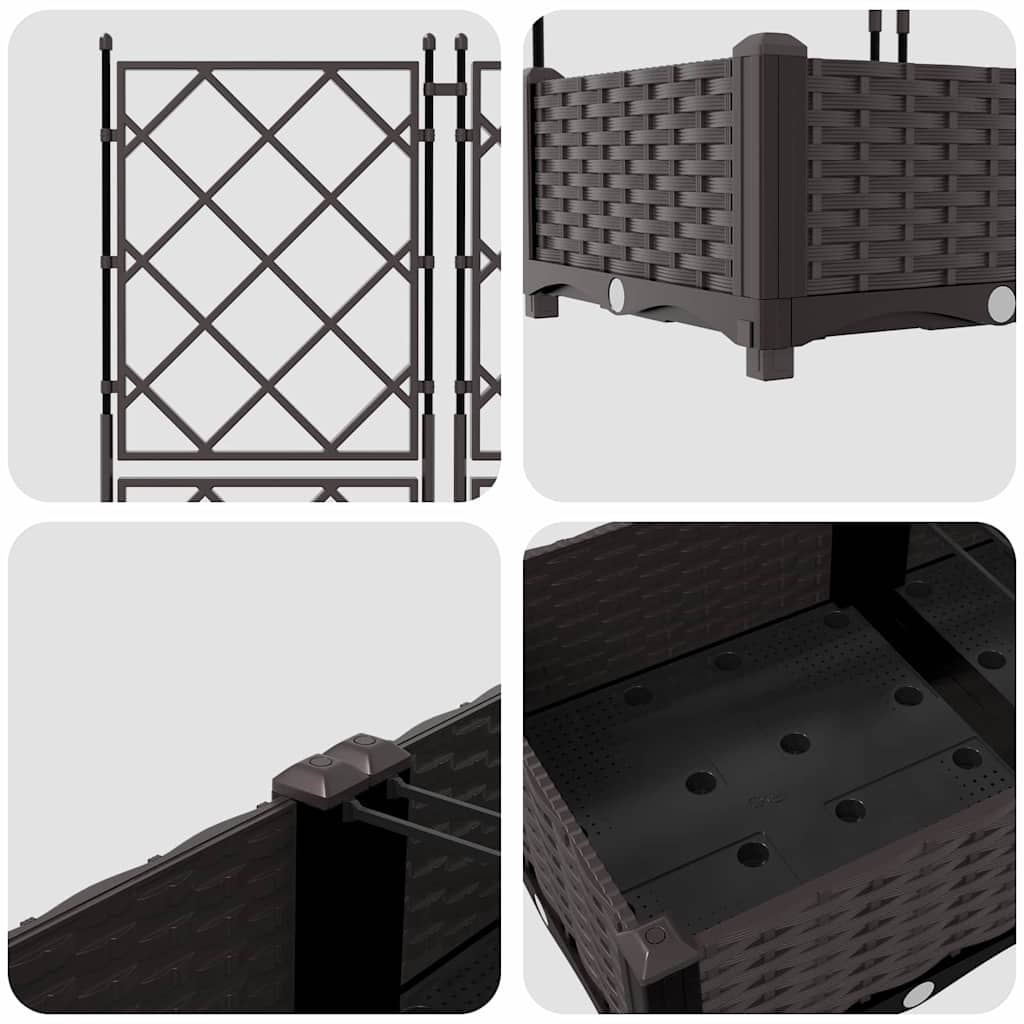 vidaXL Garden Planter 3 pcs Brown 120 x 40 x 125.5 cm Plastic