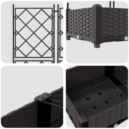 vidaXL Garden Planter 3 pcs Brown 120 x 40 x 125.5 cm Plastic