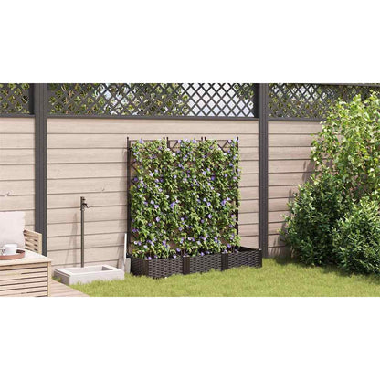 vidaXL Garden Planter 3 pcs Brown 120 x 40 x 125.5 cm Plastic