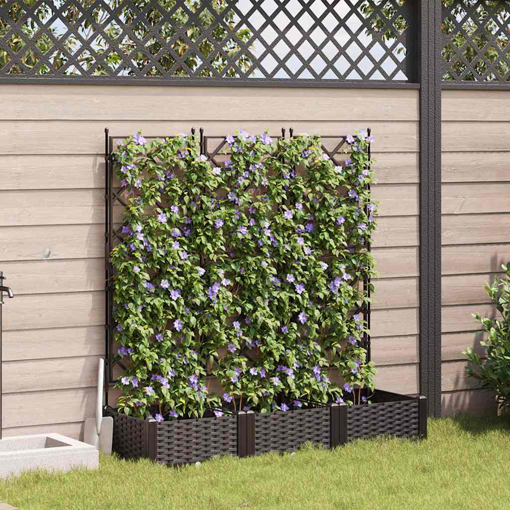 vidaXL Garden Planter 3 pcs Brown 120 x 40 x 125.5 cm Plastic