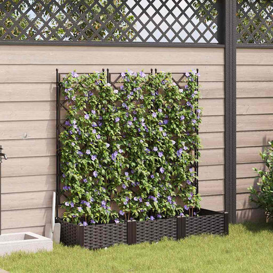 vidaXL Garden Planter 3 pcs Brown 120 x 40 x 125.5 cm PP