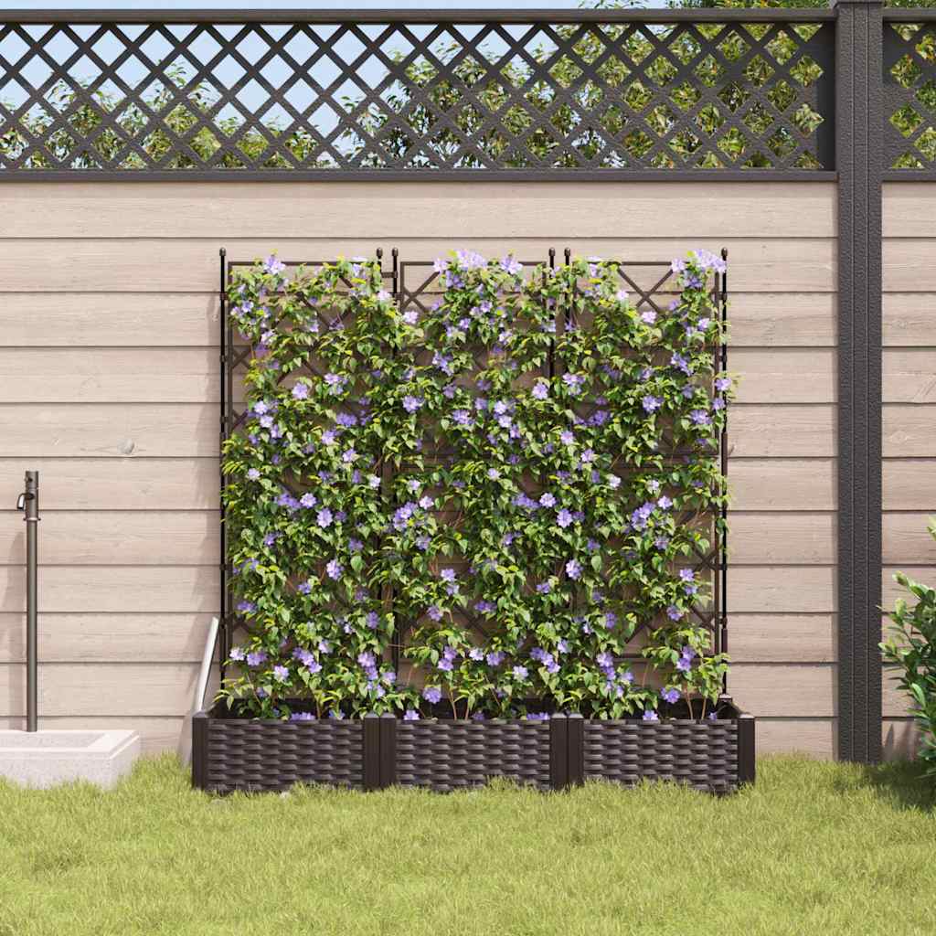vidaXL Garden Planter 3 pcs Brown 120 x 40 x 125.5 cm Plastic