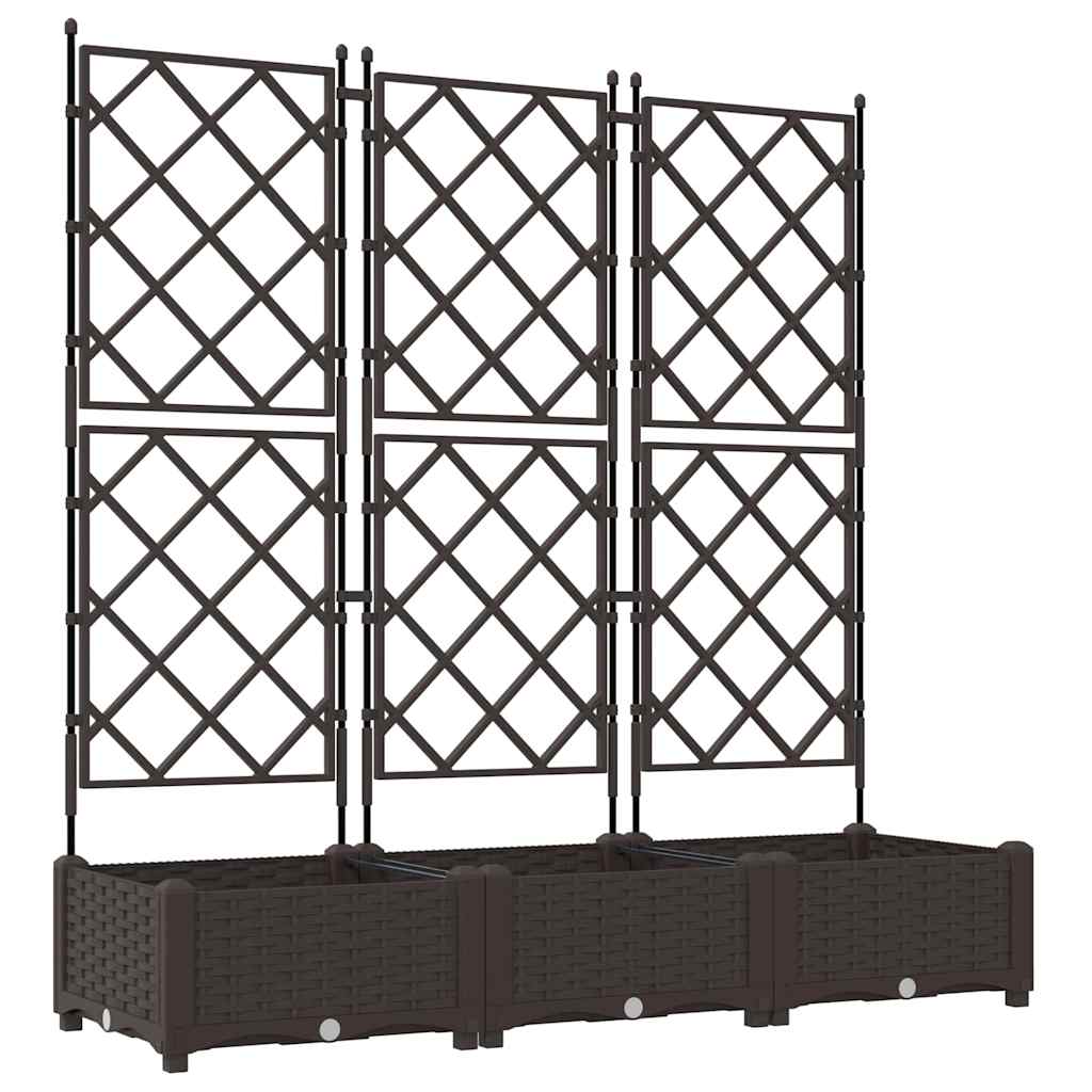 vidaXL Garden Planter 3 pcs Brown 120 x 40 x 125.5 cm Plastic