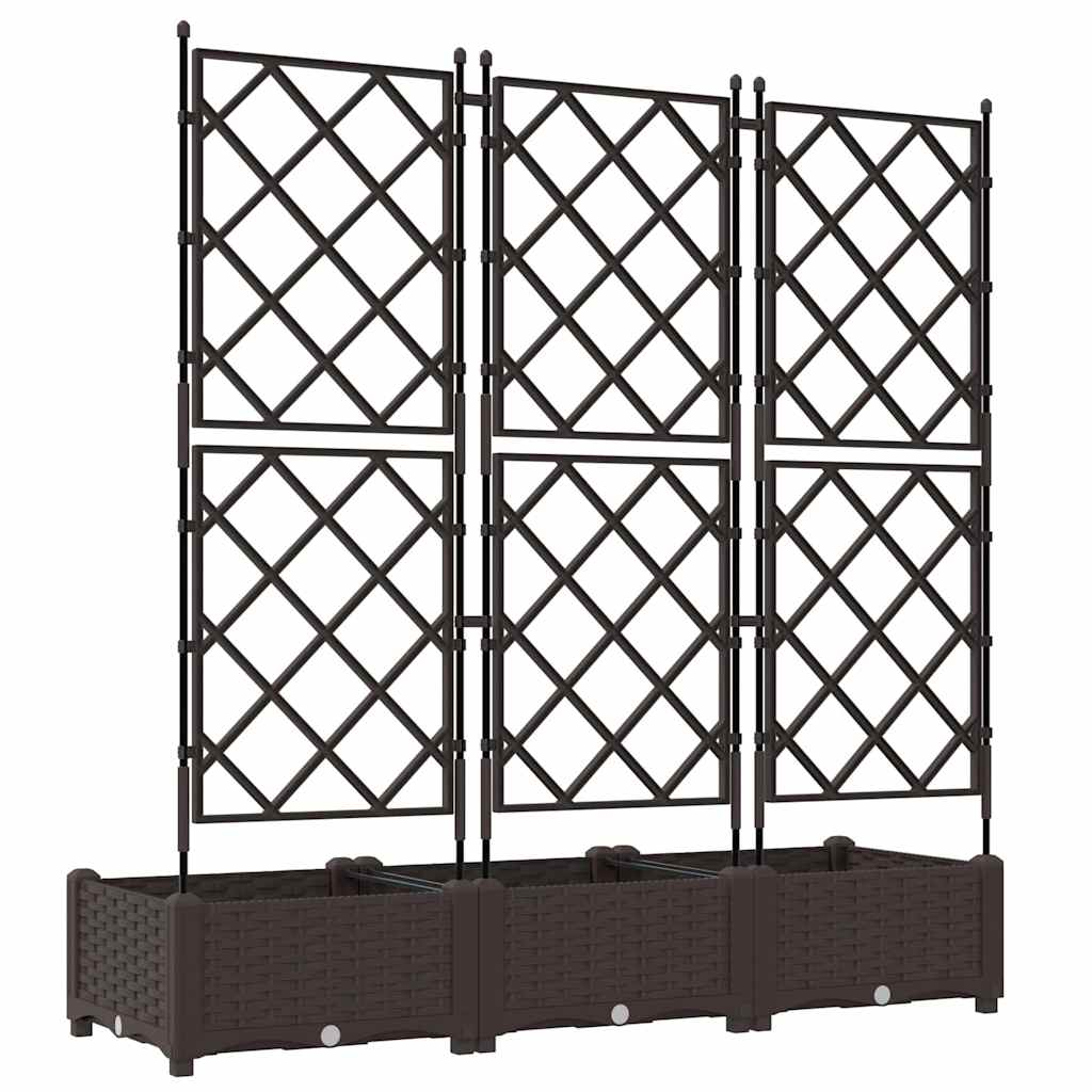 vidaXL Garden Planter 3 pcs Brown 120 x 40 x 125.5 cm Plastic