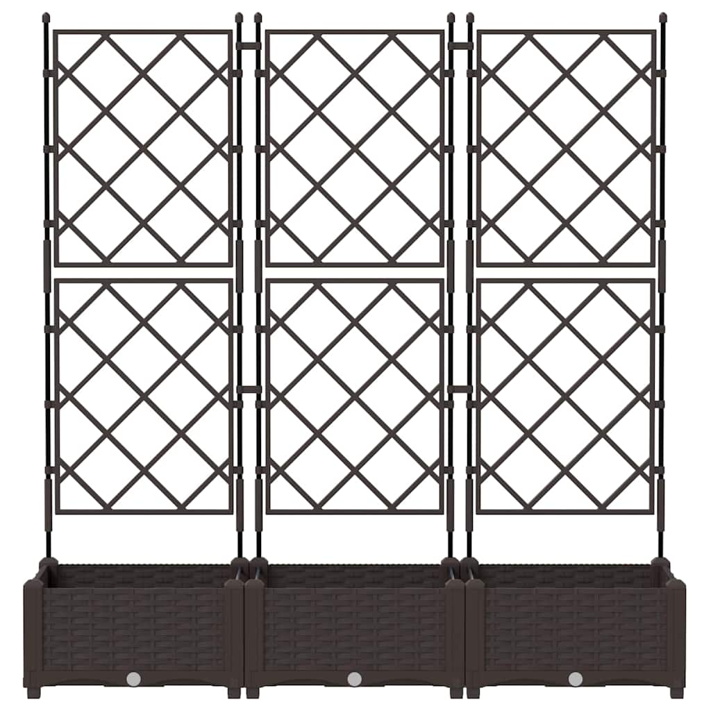 vidaXL Garden Planter 3 pcs Brown 120 x 40 x 125.5 cm Plastic