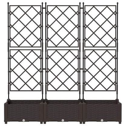 vidaXL Garden Planter 3 pcs Brown 120 x 40 x 125.5 cm Plastic