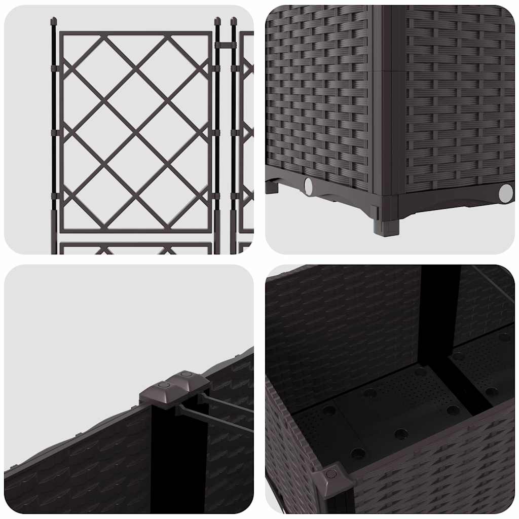vidaXL Garden Planter 3 pcs Brown 120 x 40 x 143 cm PP