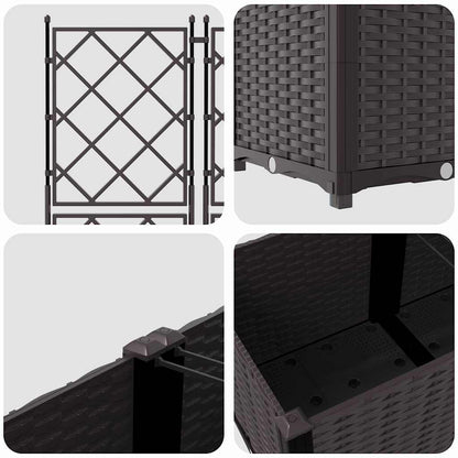 vidaXL Garden Planter 3 pcs Brown 120 x 40 x 143 cm PP