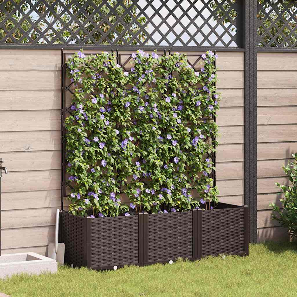 vidaXL Garden Planter 3 pcs Brown 120 x 40 x 143 cm PP