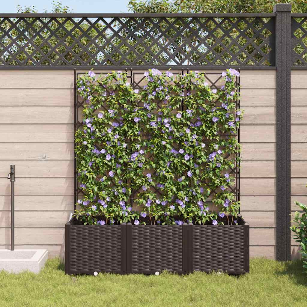 vidaXL Garden Planter 3 pcs Brown 120 x 40 x 143 cm PP