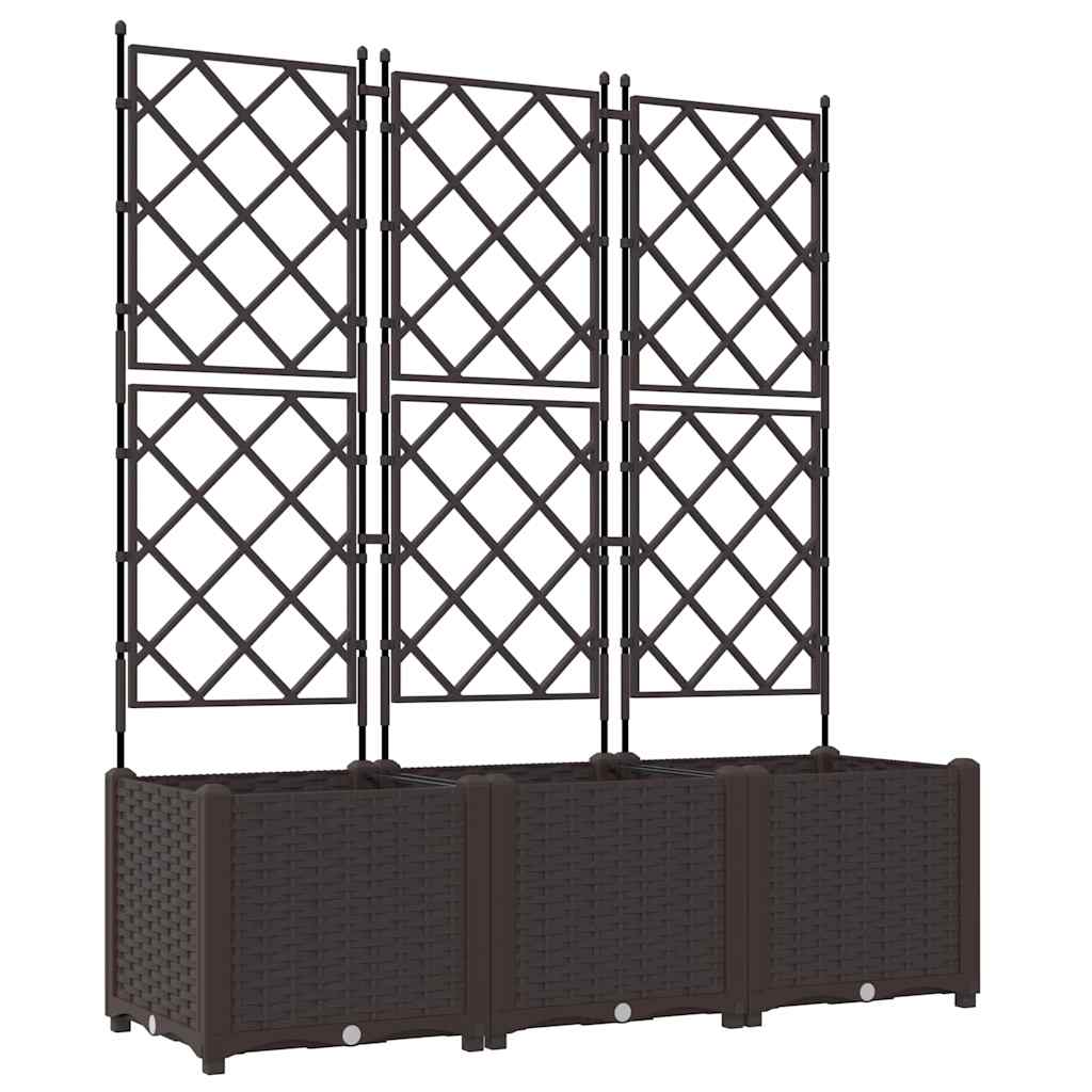 vidaXL Garden Planter 3 pcs Brown 120 x 40 x 143 cm PP