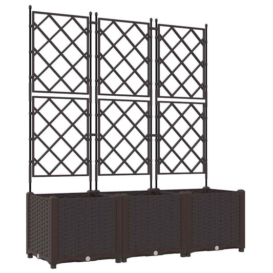 vidaXL Garden Planter 3 pcs Brown 120 x 40 x 143 cm PP