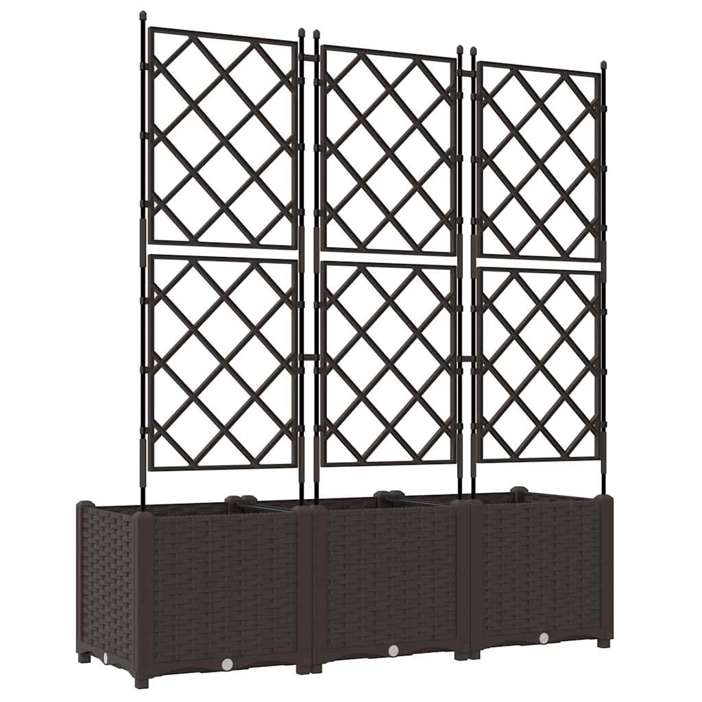 vidaXL Garden Planter 3 pcs Brown 120 x 40 x 143 cm PP