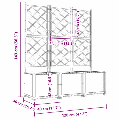 vidaXL Garden Planter 3 pcs Brown 120 x 40 x 143 cm PP