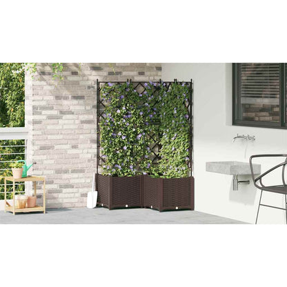 vidaXL Garden Planter 3 pcs Brown 80 x 80 x 143 cm PP