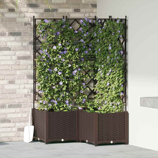 vidaXL Garden Planter 3 pcs Brown 80 x 80 x 143 cm PP