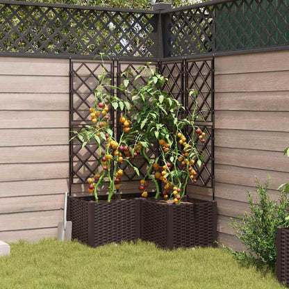 vidaXL Garden Planter 3 pcs Brown 80 x 80 x 143 cm PP