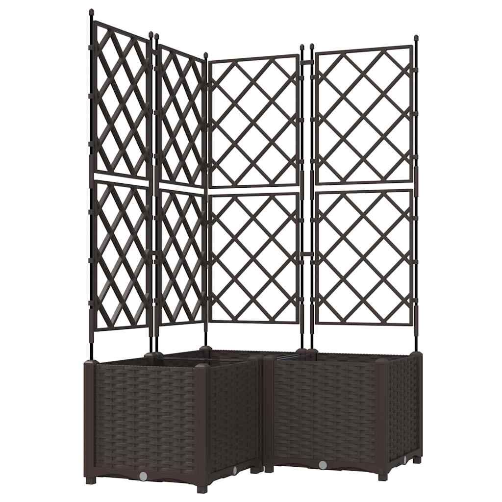 vidaXL Garden Planter 3 pcs Brown 80 x 80 x 143 cm PP