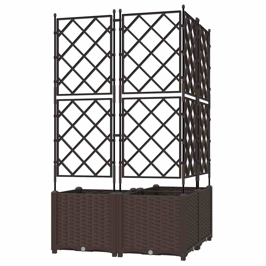 vidaXL Garden Planter 3 pcs Brown 80 x 80 x 143 cm PP