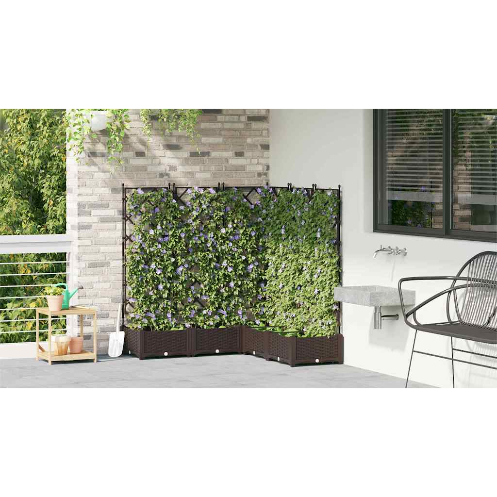 vidaXL Garden Planter 5 pcs Brown 120 x 120 x 125.5 cm PP
