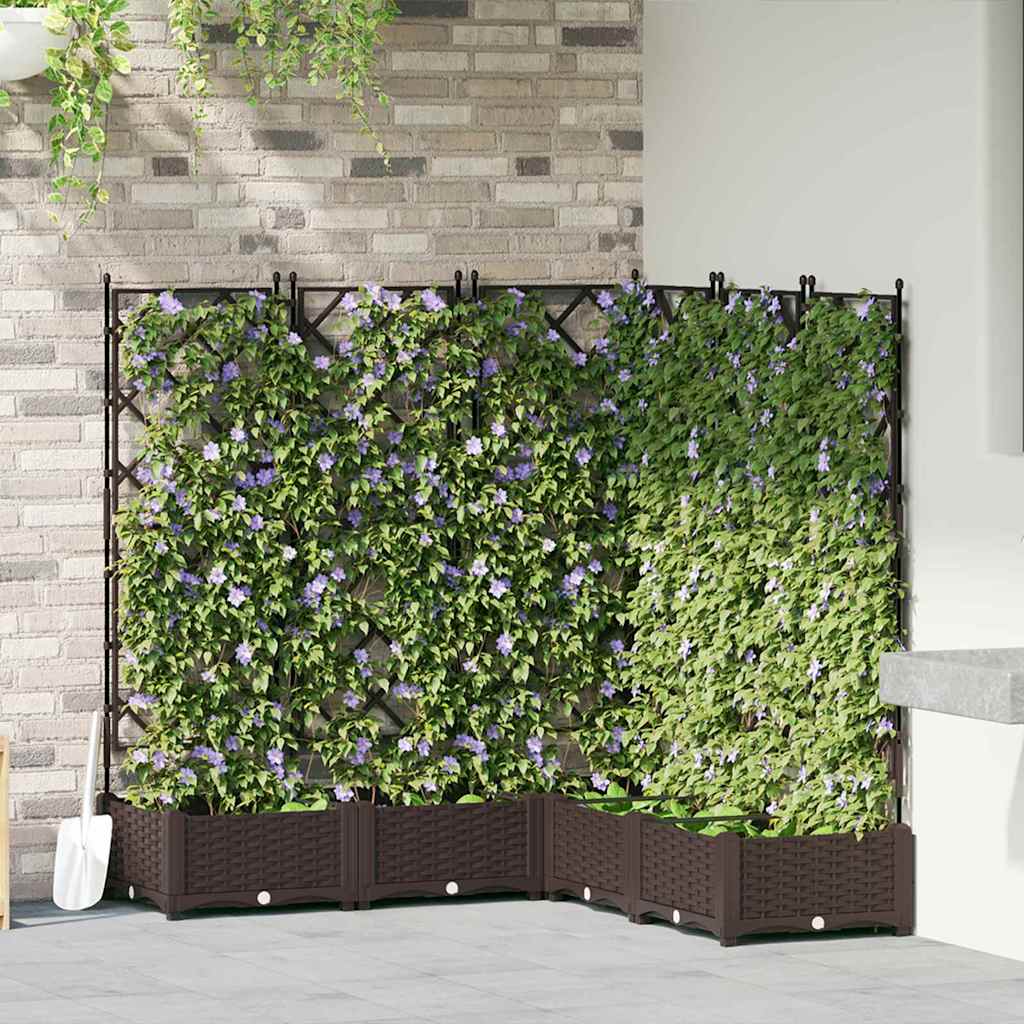 vidaXL Garden Planter 5 pcs Brown 120 x 120 x 125.5 cm PP