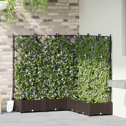 vidaXL Garden Planter 5 pcs Brown 120 x 120 x 125.5 cm PP