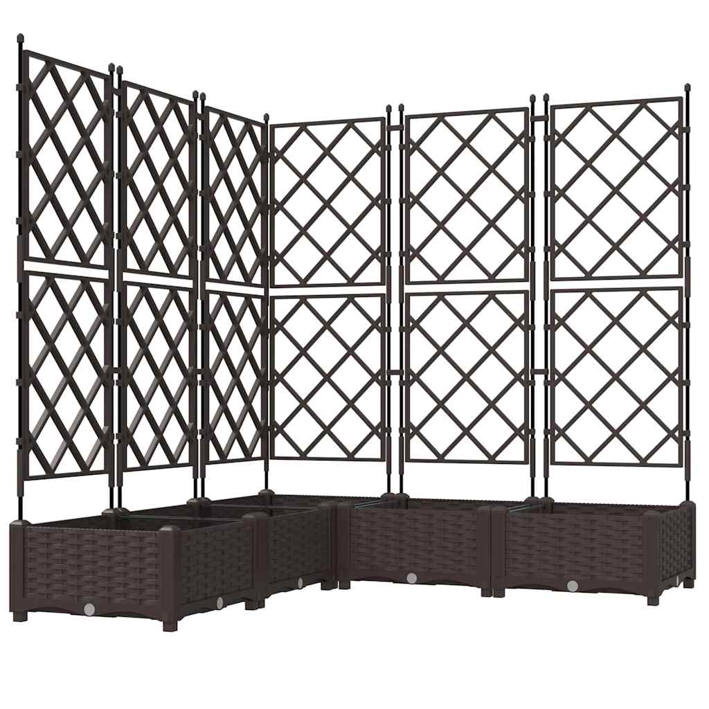 vidaXL Garden Planter 5 pcs Brown 120 x 120 x 125.5 cm PP