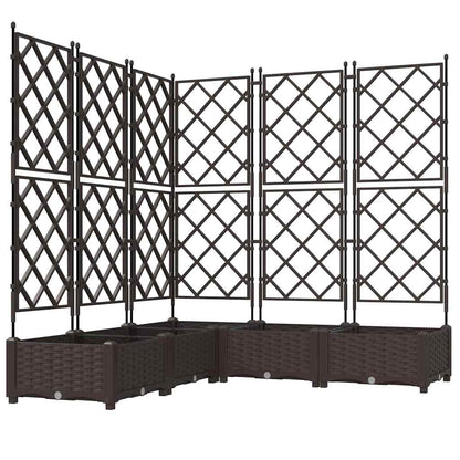 vidaXL Garden Planter 5 pcs Brown 120 x 120 x 125.5 cm PP