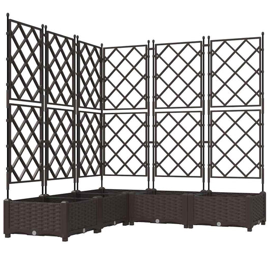 vidaXL Garden Planter 5 pcs Brown 120 x 120 x 125.5 cm PP