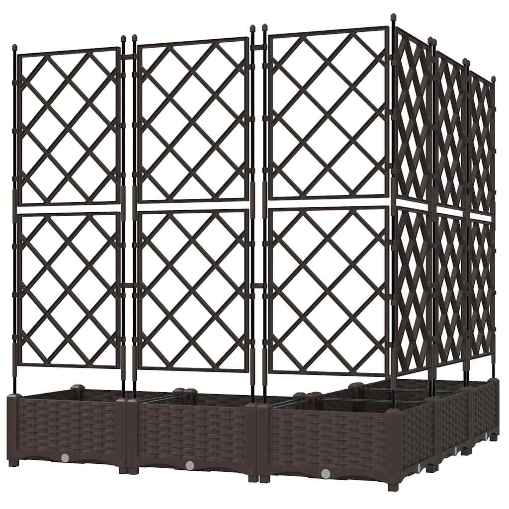 vidaXL Garden Planter 5 pcs Brown 120 x 120 x 125.5 cm PP