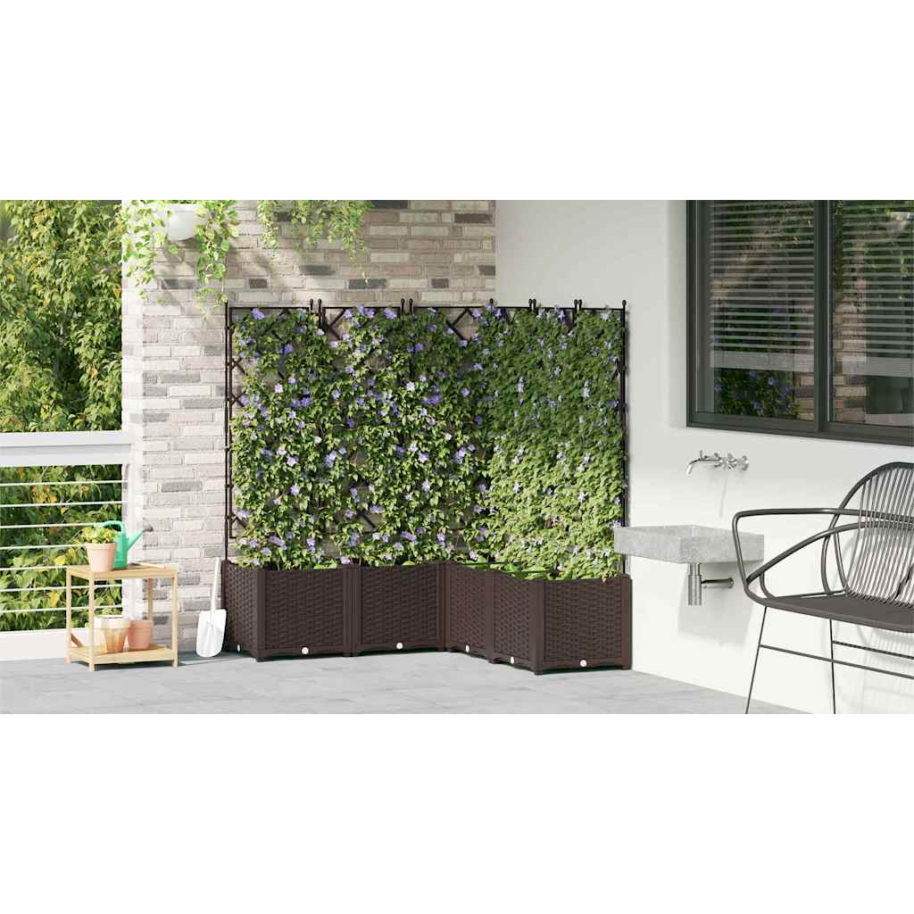 vidaXL Garden Planter 5 pcs Brown 120 x 120 x 143 cm PP