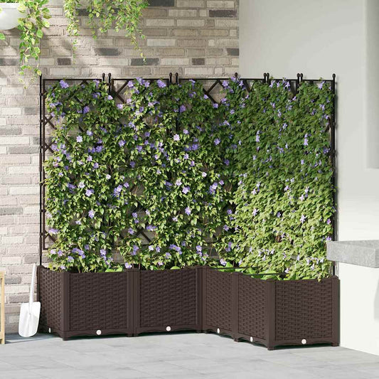 vidaXL Garden Planter 5 pcs Brown 120 x 120 x 143 cm PP